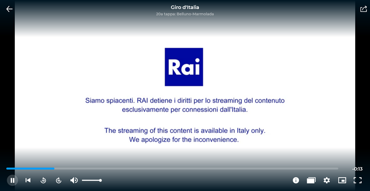 Giro d'Italia en RAI sin VPN