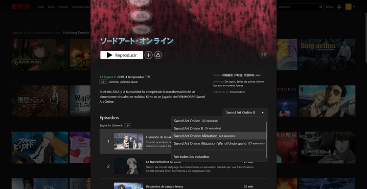 Sword Art Online Temporada 2 en Netflix Japón